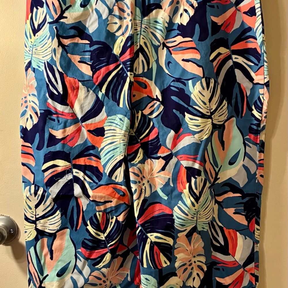 NWT IMAN Global Chic Wide-Leg Cotton Twill Crop Pants Tropical Stretch Blue 18W - Picture 5 of 11